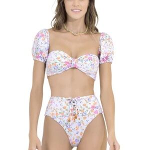 Maaji Backyard Ebony Puff Sleeve Bikini Top